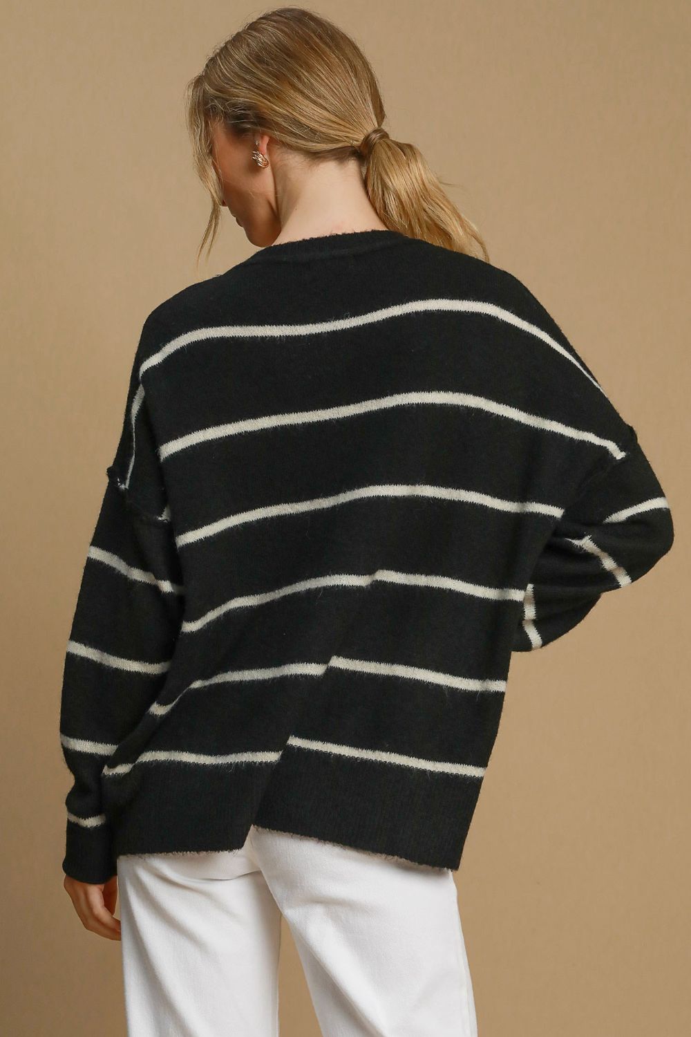 UMGEE - Black & Cream Striped Sweater