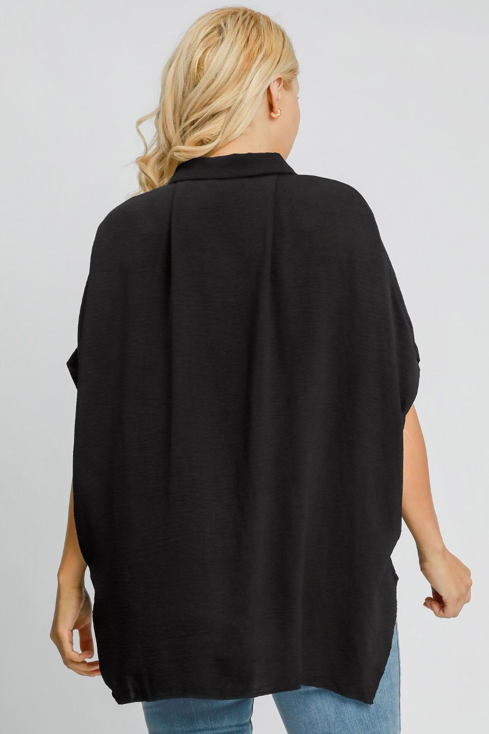 UMGEE - Black High - Low Hem Short Sleeve Shirt