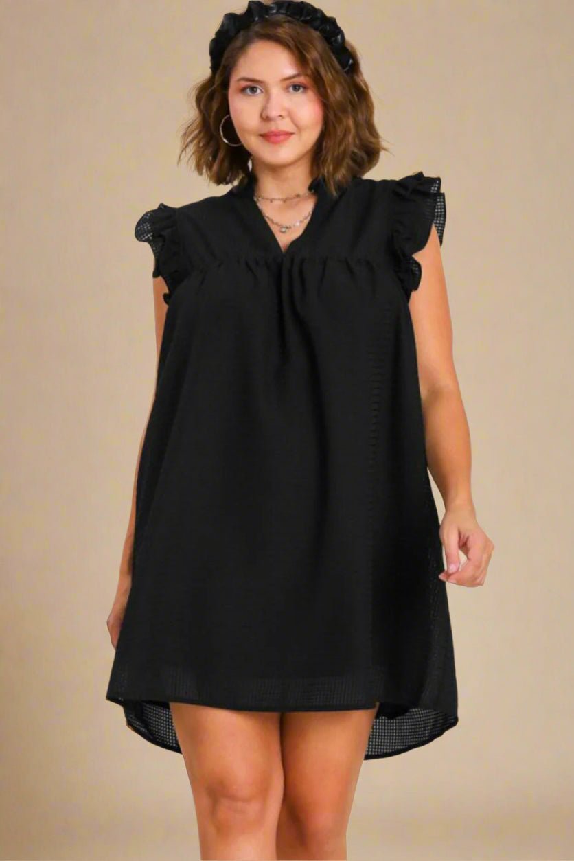 UMGEE - Black Ruffle Sleeve Mini Dress