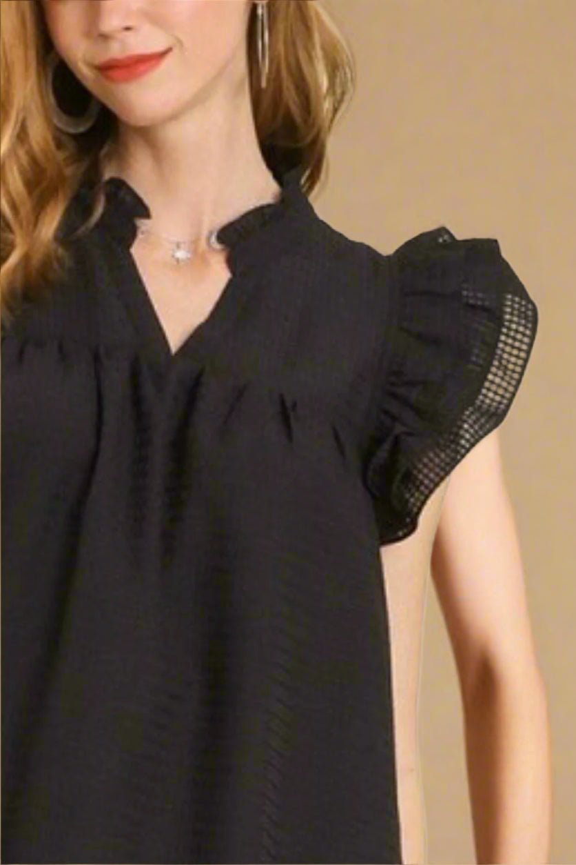 UMGEE - Black Ruffle Sleeve Mini Dress