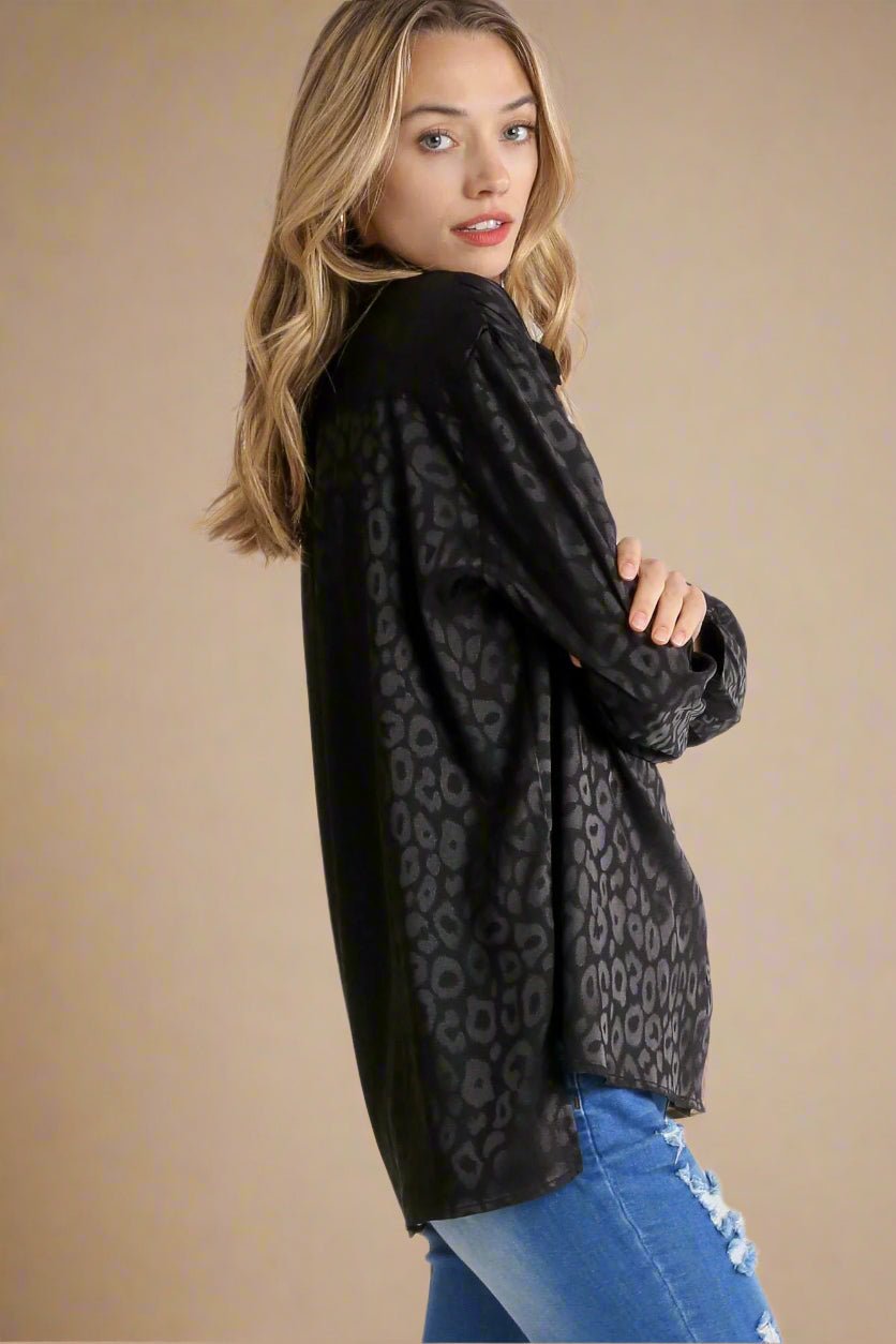 UMGEE - Black Shadow Satin Leopard Shirt