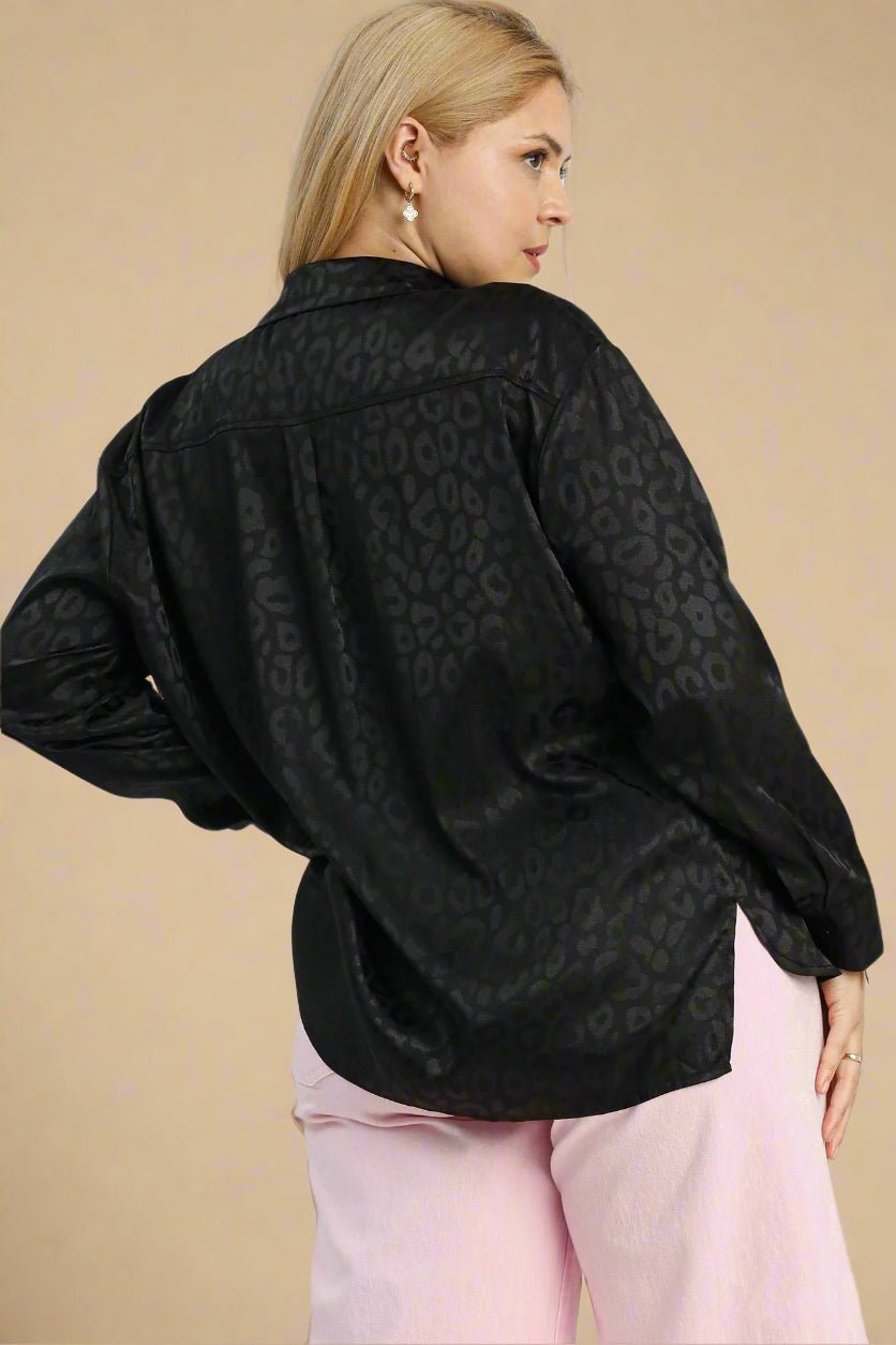 UMGEE - Black Shadow Satin Leopard Shirt