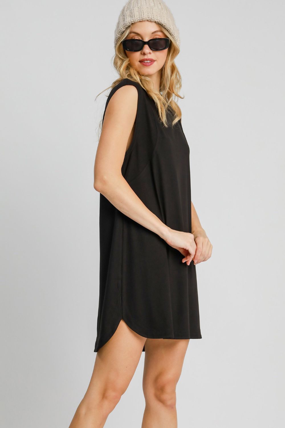 UMGEE - Black Sleeveless High - Low Hem Mini Dress