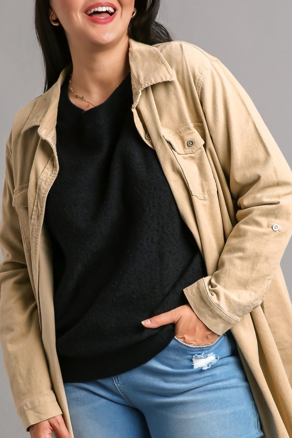 UMGEE - Black Textured Balloon Sleeve Sweater