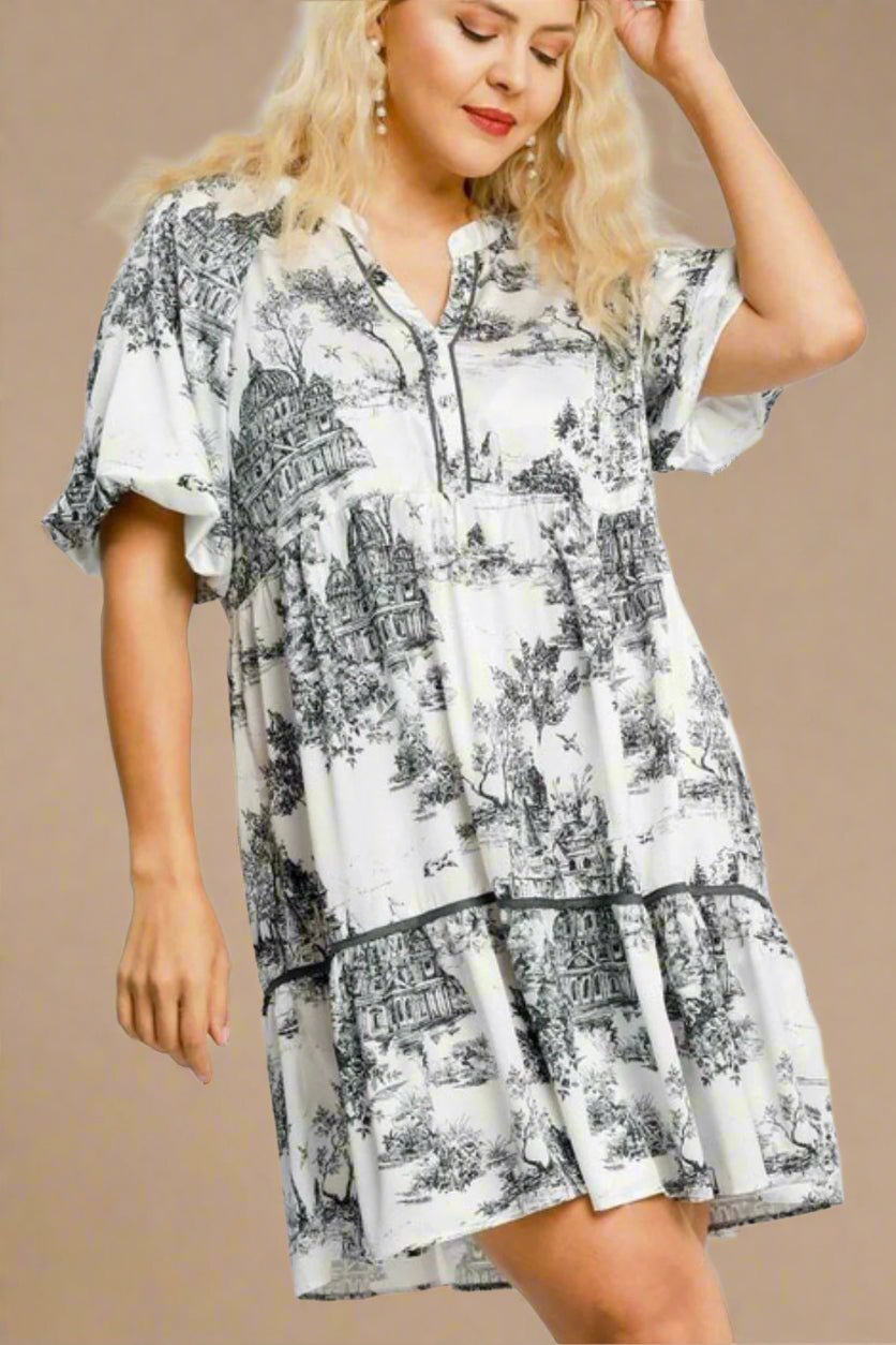 UMGEE - Black Toile Puff Sleeve Mini Dress