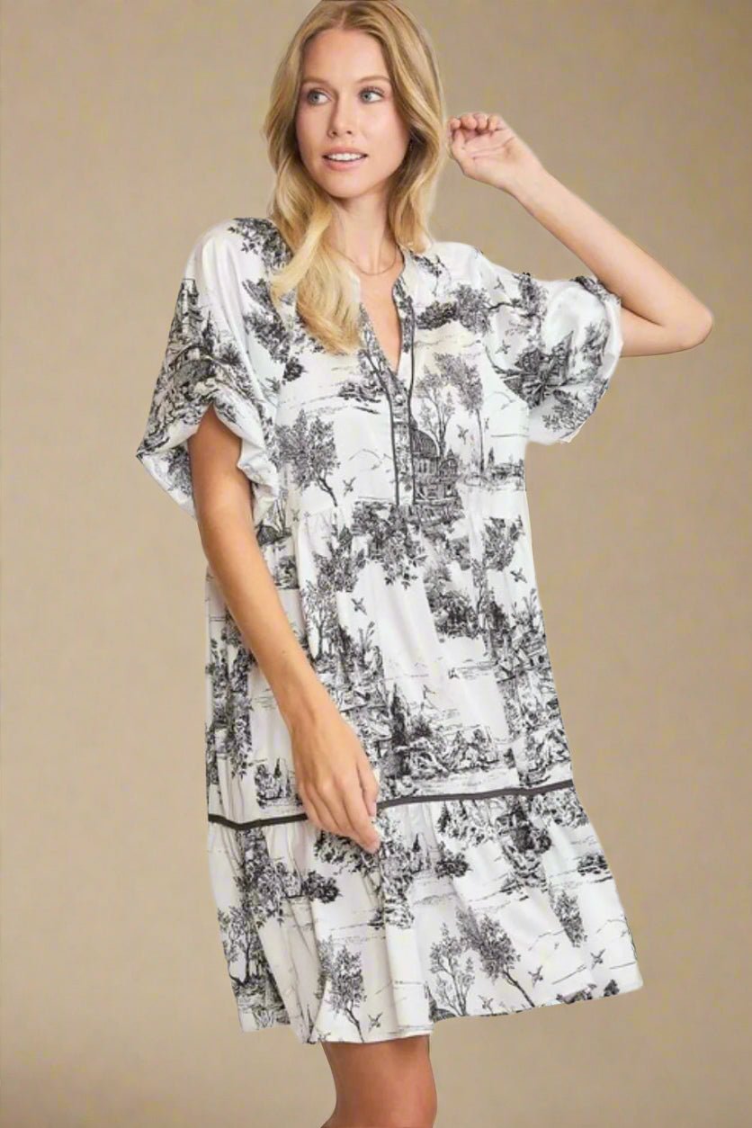 UMGEE - Black Toile Puff Sleeve Mini Dress