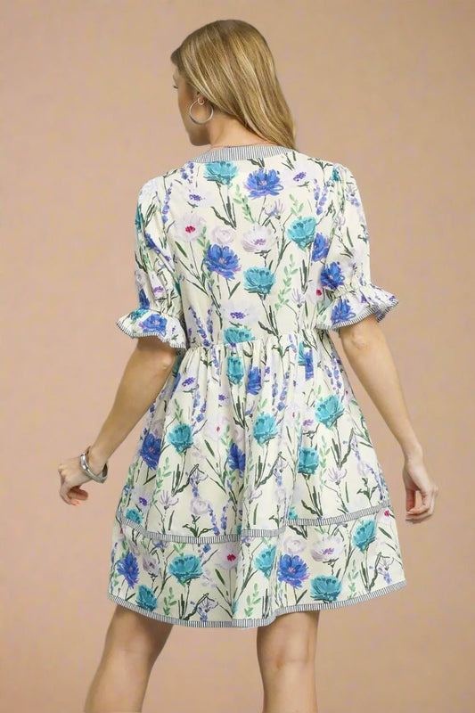 UMGEE - Blue & Lavender Floral Mini Dress