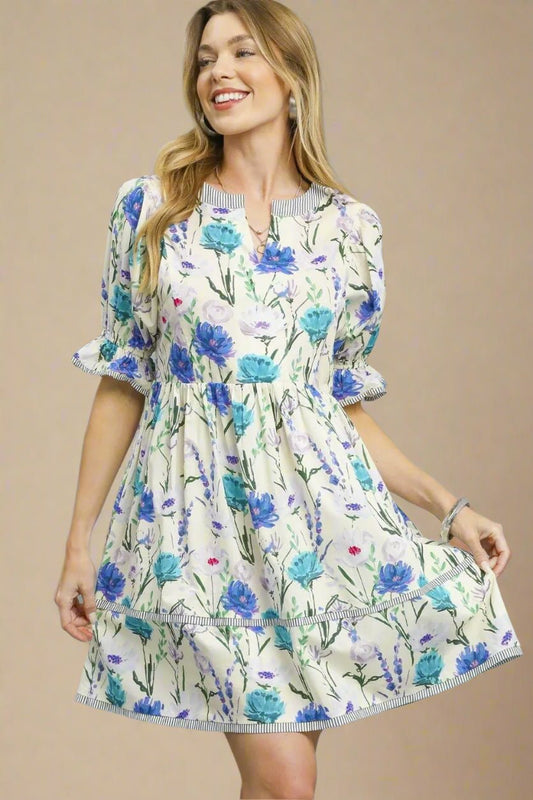 UMGEE - Blue & Lavender Floral Mini Dress