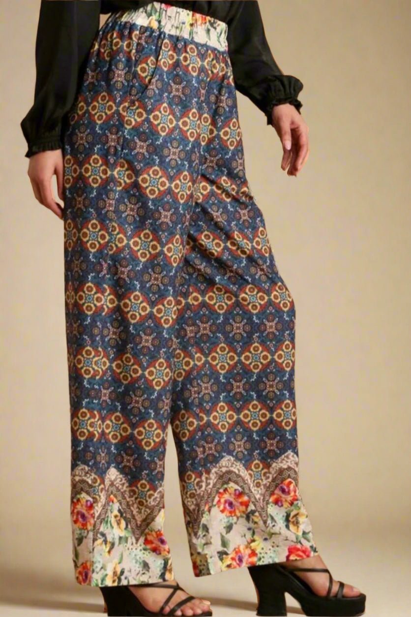 UMGEE - Boho Border Print Pants – Indigo Floral