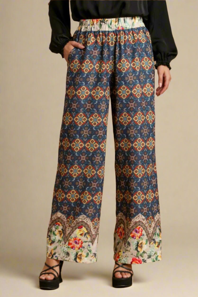 UMGEE - Boho Border Print Pants – Indigo Floral