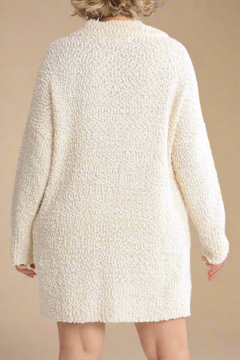 UMGEE - Bouclé Turtleneck Sweater Mini Dress in Cream