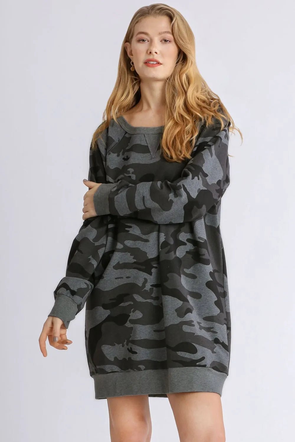 UMGEE - Charcoal Camo Mini Sweatshirt Dress