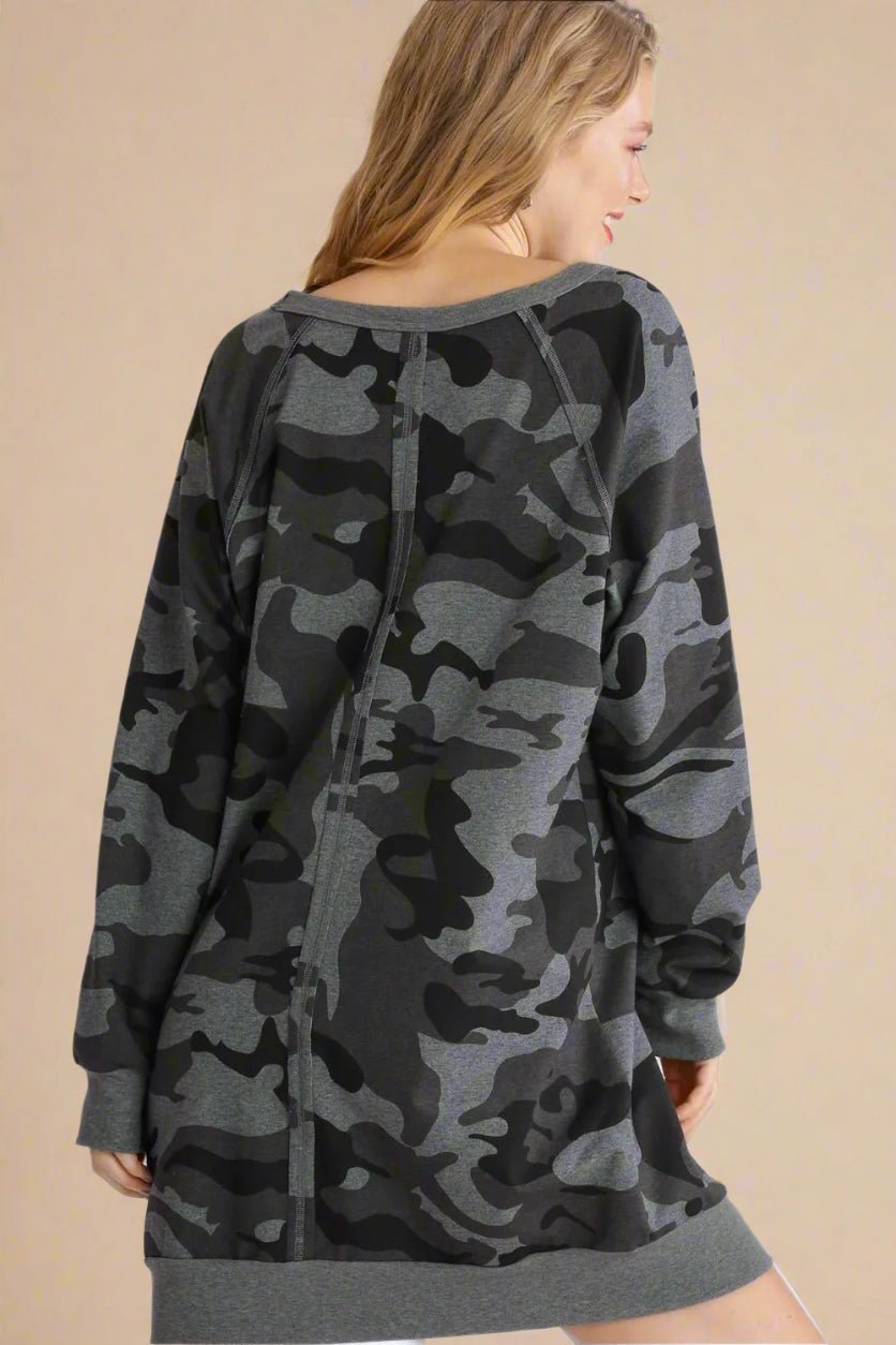 UMGEE - Charcoal Camo Mini Sweatshirt Dress