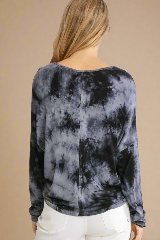 UMGEE - Charcoal Cloud Tie - Dye Front Tie Top