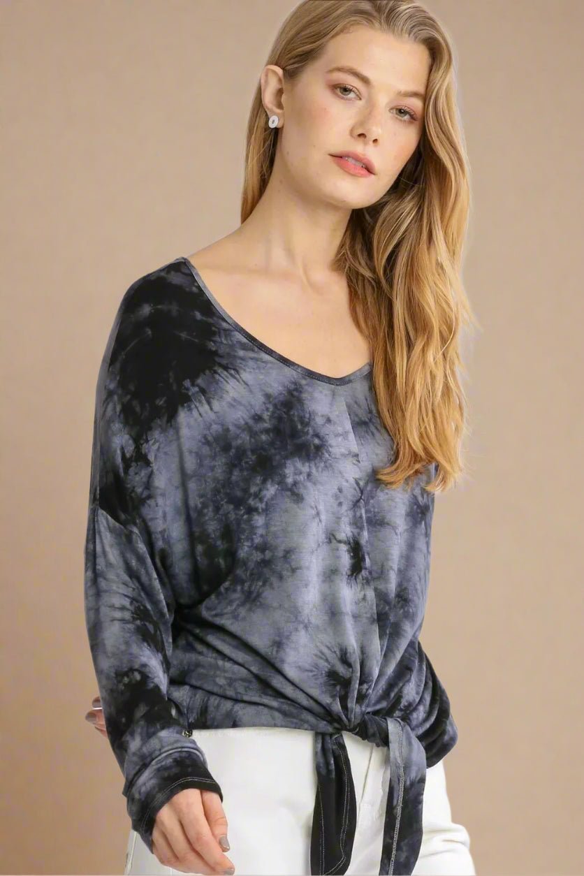 UMGEE - Charcoal Cloud Tie - Dye Front Tie Top