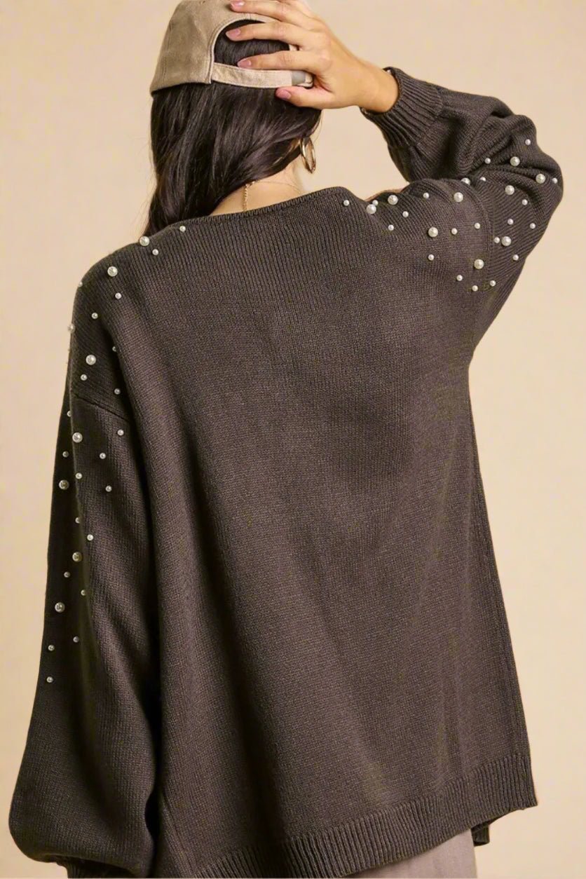 UMGEE - Charcoal Pearl Embellished Cardigan