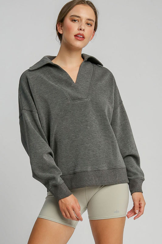 UMGEE - Collared Sweatshirt in Charcoal