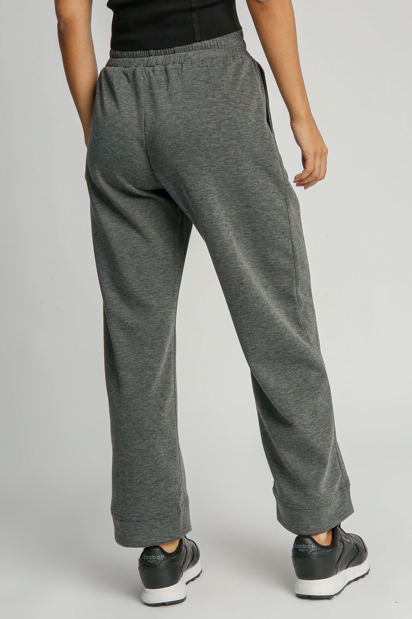 UMGEE - Dark Gray Drawstring Waist Wide Leg Athleisure Pants