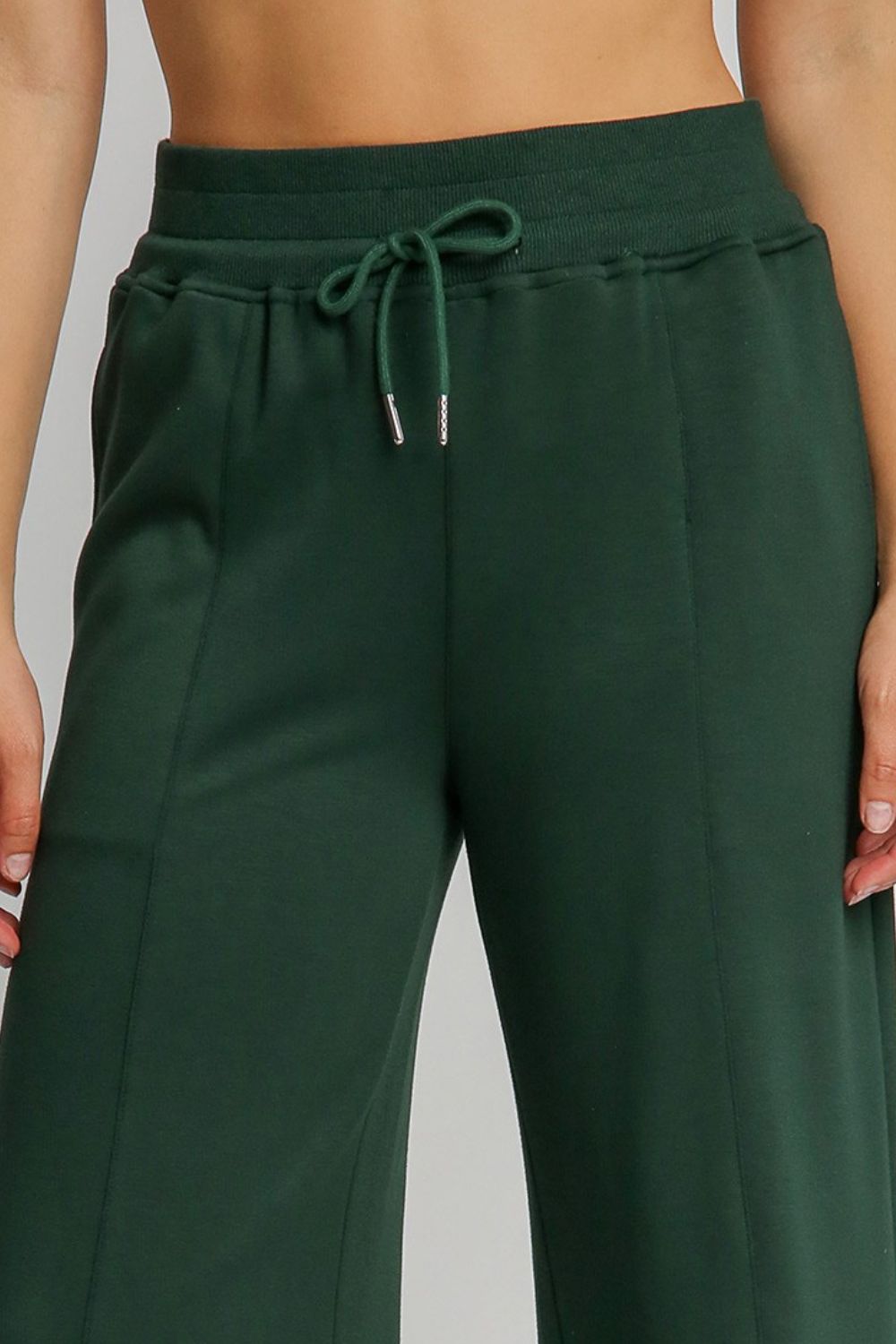 UMGEE - Drawstring Waist Wide Leg Pants in Evergreen