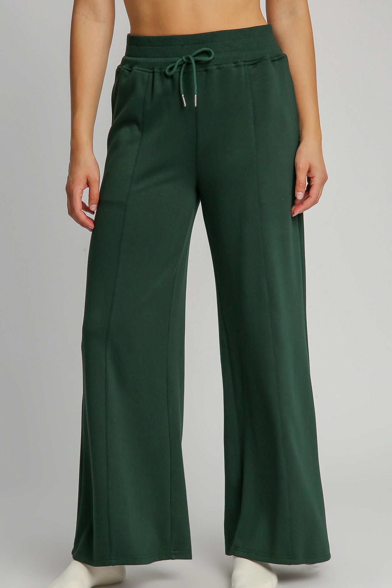 UMGEE - Drawstring Waist Wide Leg Pants in Evergreen