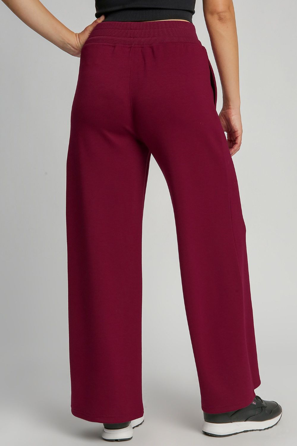 UMGEE - Drawstring Waist Wide Leg Pants in Merlot