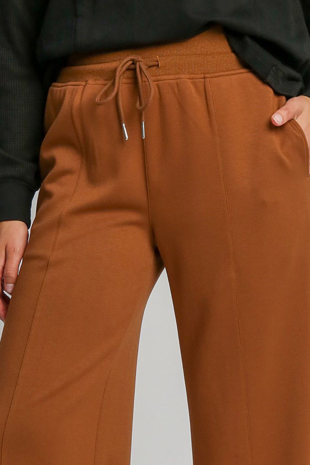 UMGEE - Drawstring Waist Wide Leg Pants in Terracotta