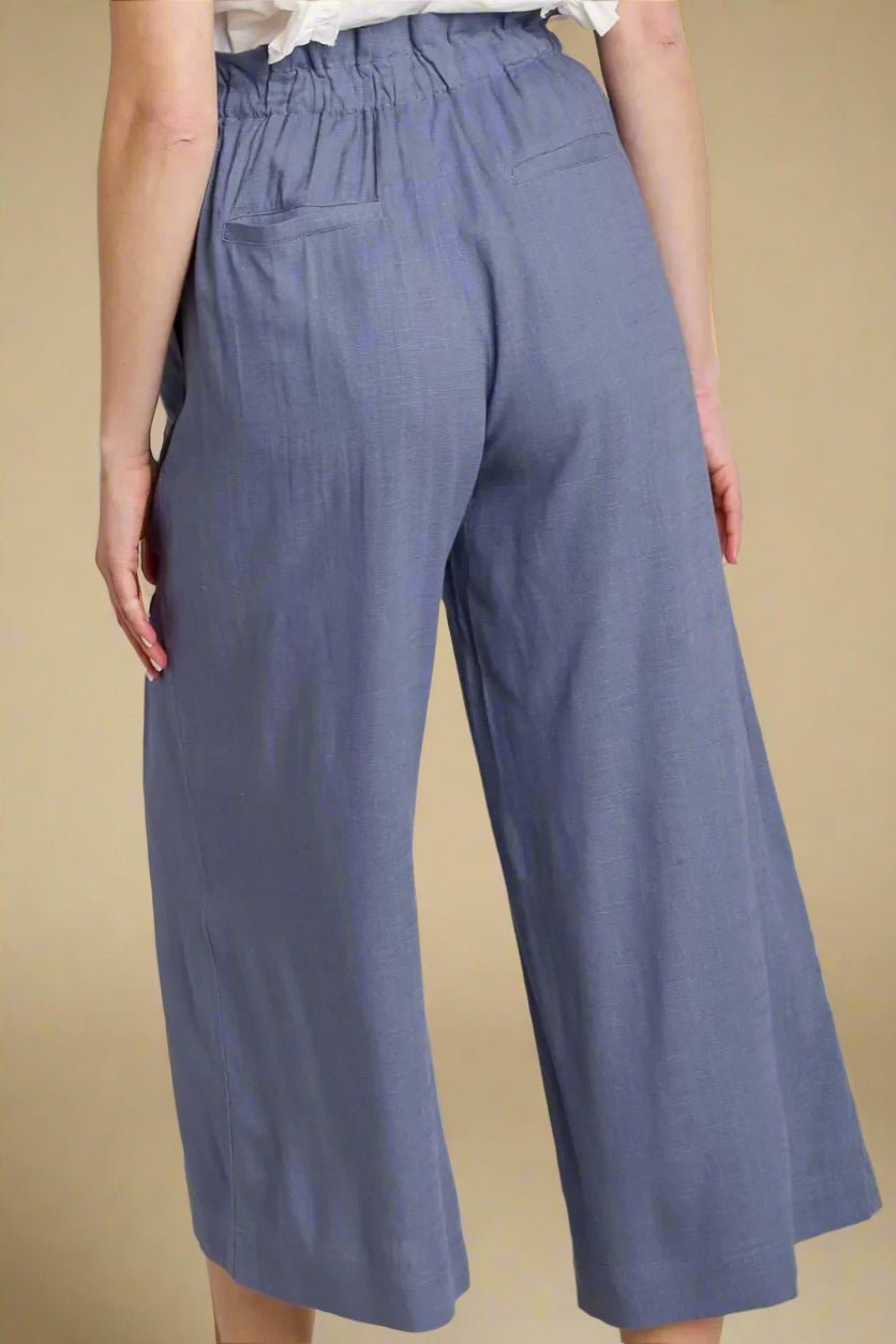 UMGEE - Dusty Blue Wide Leg Paperbag Pants