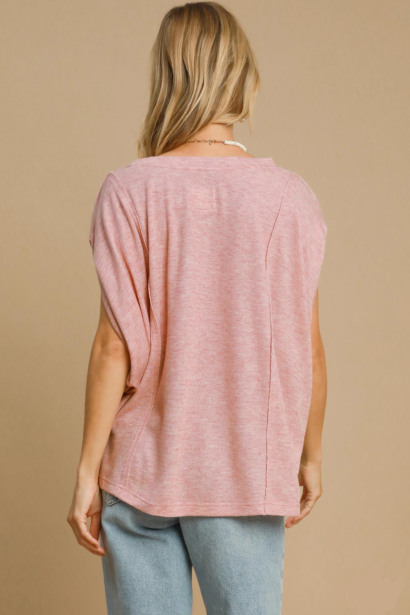 UMGEE - Dusty Pink Batwing Sleeve Knit Top