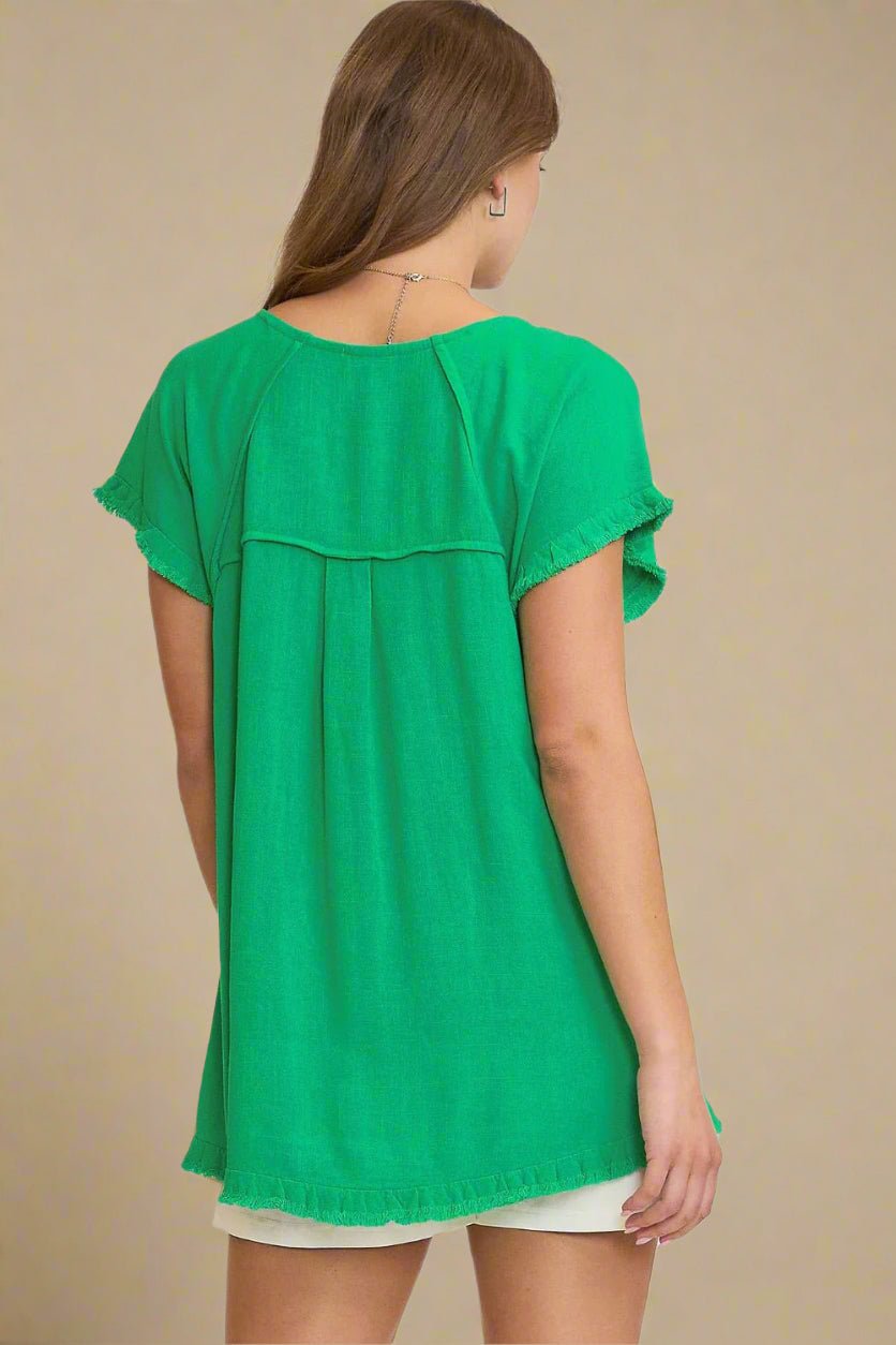 UMGEE - Frayed Edge High - Low Tunic – Kelly Green