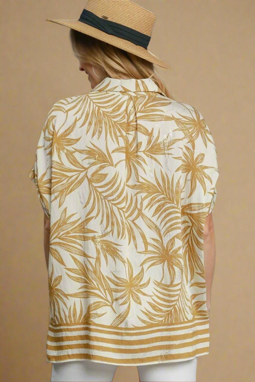 UMGEE - Golden Palm Print Dolman Shirt