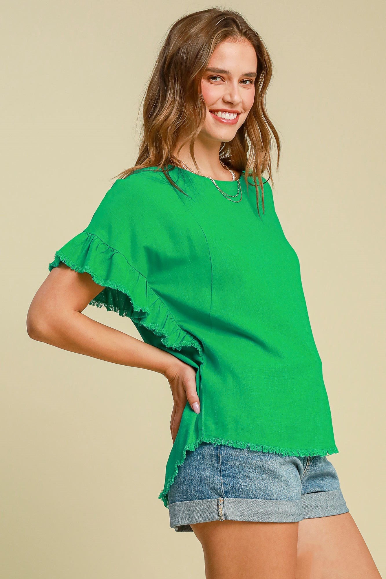 UMGEE - Green Ruffle Sleeve Blouse
