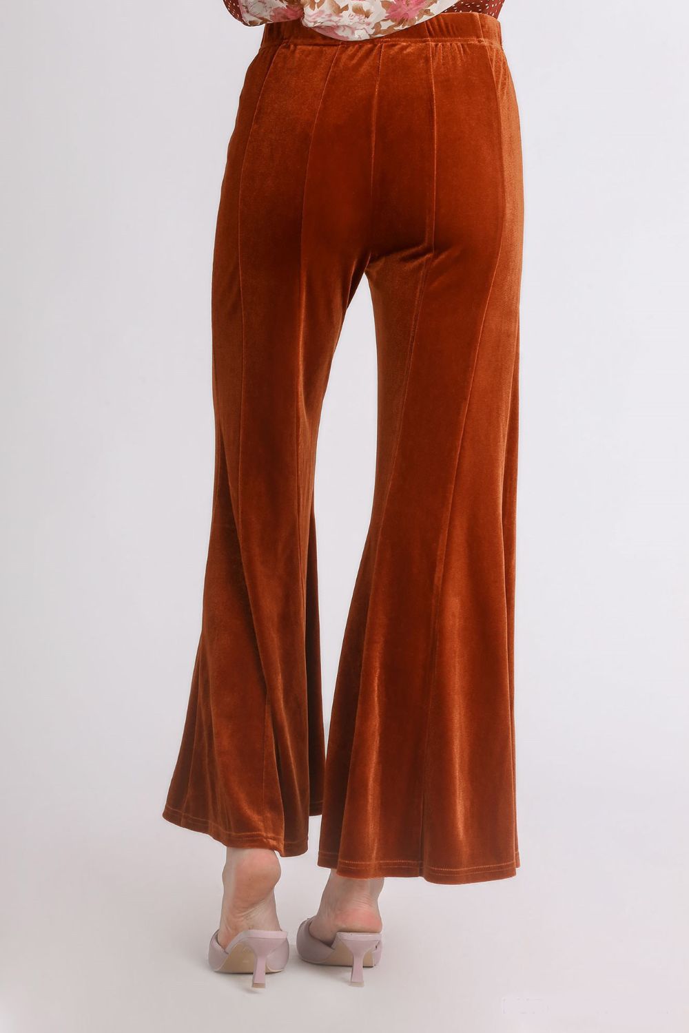 UMGEE - High Rise Velvet Flare Pants in Terracotta