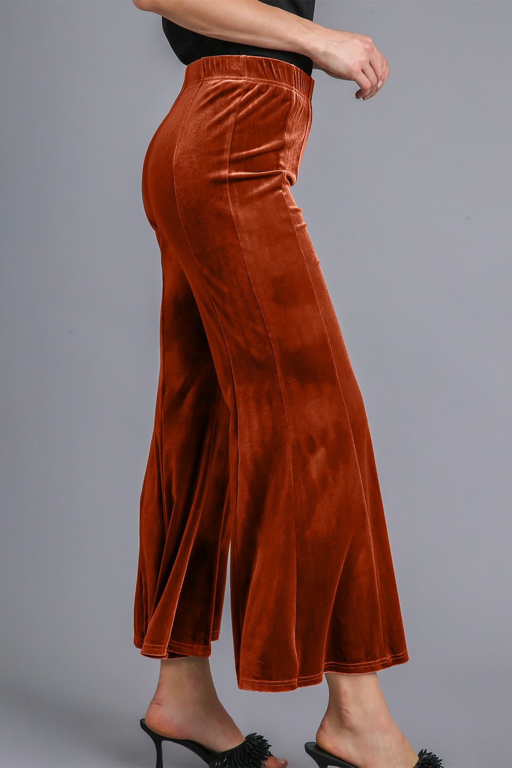 UMGEE - High Rise Velvet Flare Pants in Terracotta