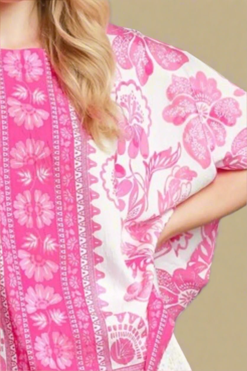 UMGEE - Hot Pink Oasis Caftan Top