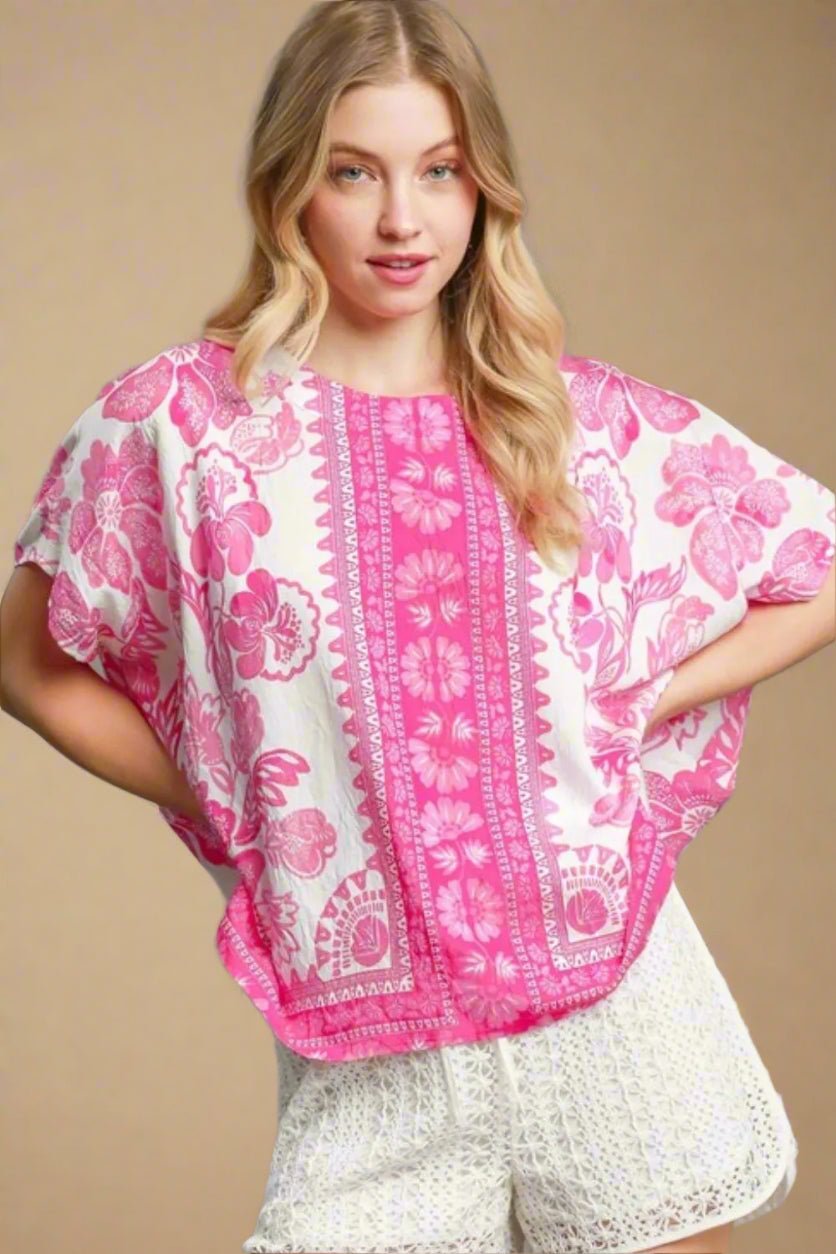 UMGEE - Hot Pink Oasis Caftan Top