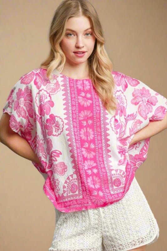 UMGEE - Hot Pink Oasis Caftan Top