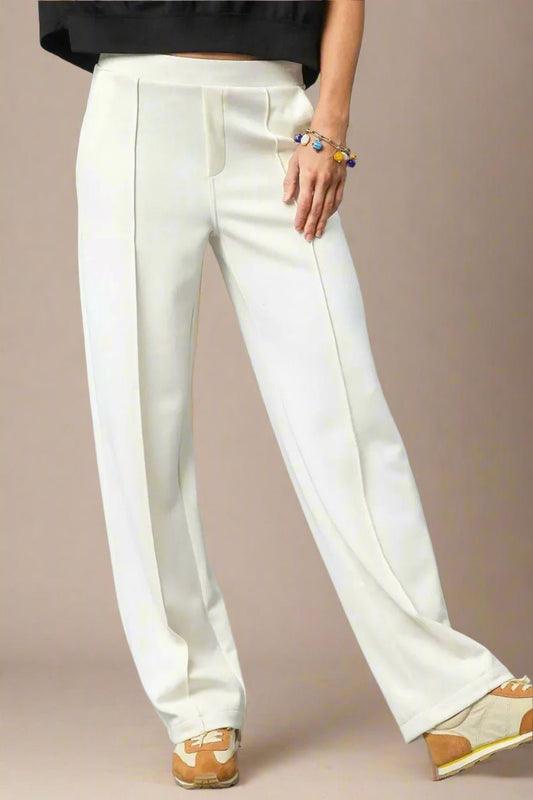 UMGEE - Ivory High Waisted Straight Leg Trousers