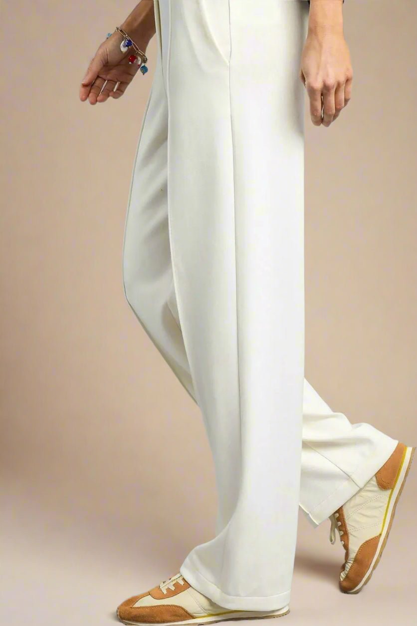 UMGEE - Ivory High Waisted Straight Leg Trousers
