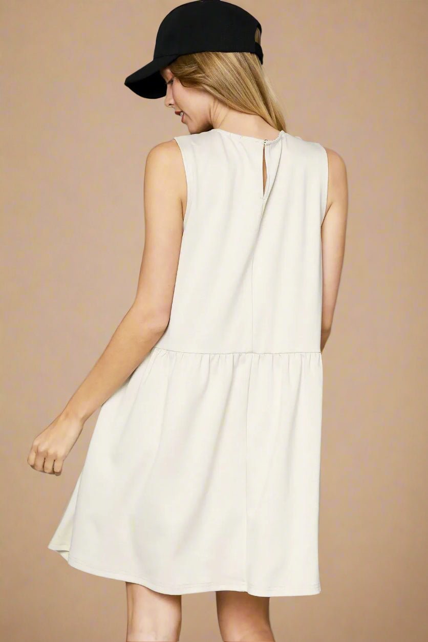 UMGEE - Ivory Sleeveless Tie Side Mini Dress