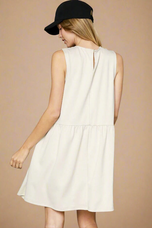UMGEE - Ivory Sleeveless Tie Side Mini Dress