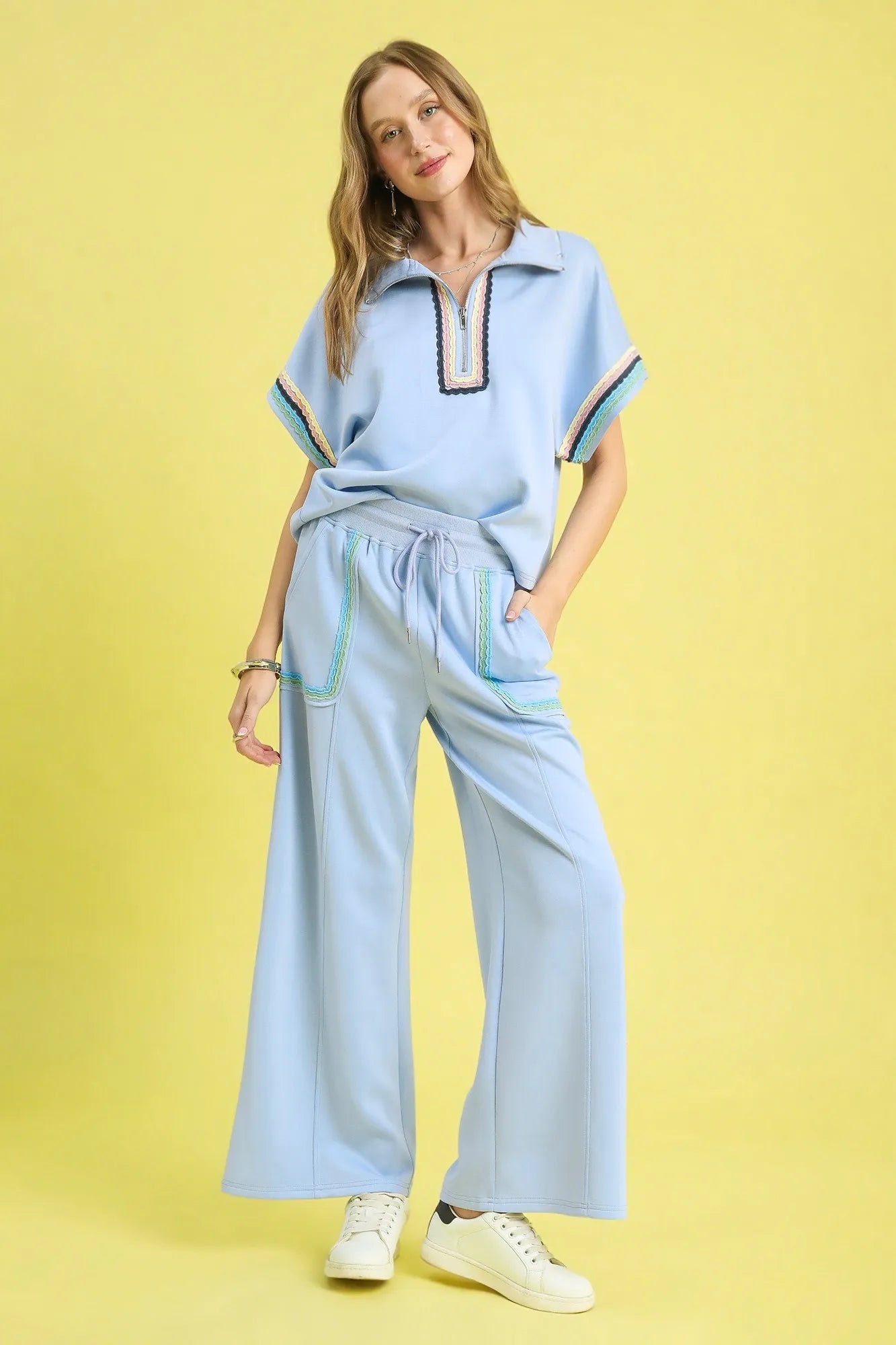 UMGEE - Light Blue Wide Leg Drawstring Pants