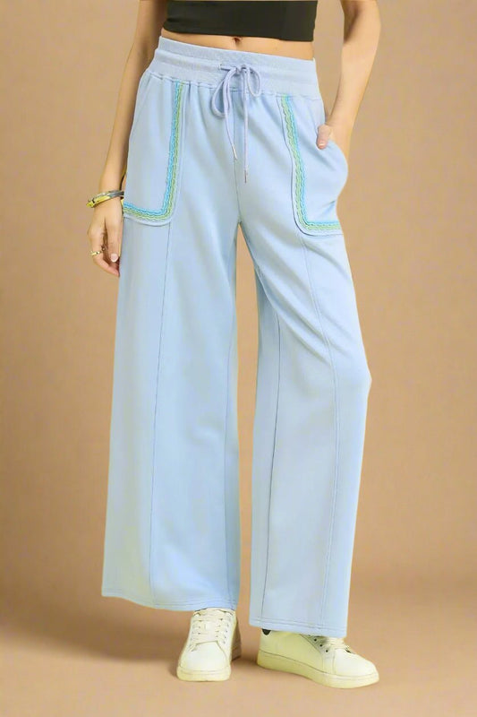 UMGEE - Light Blue Wide Leg Drawstring Pants