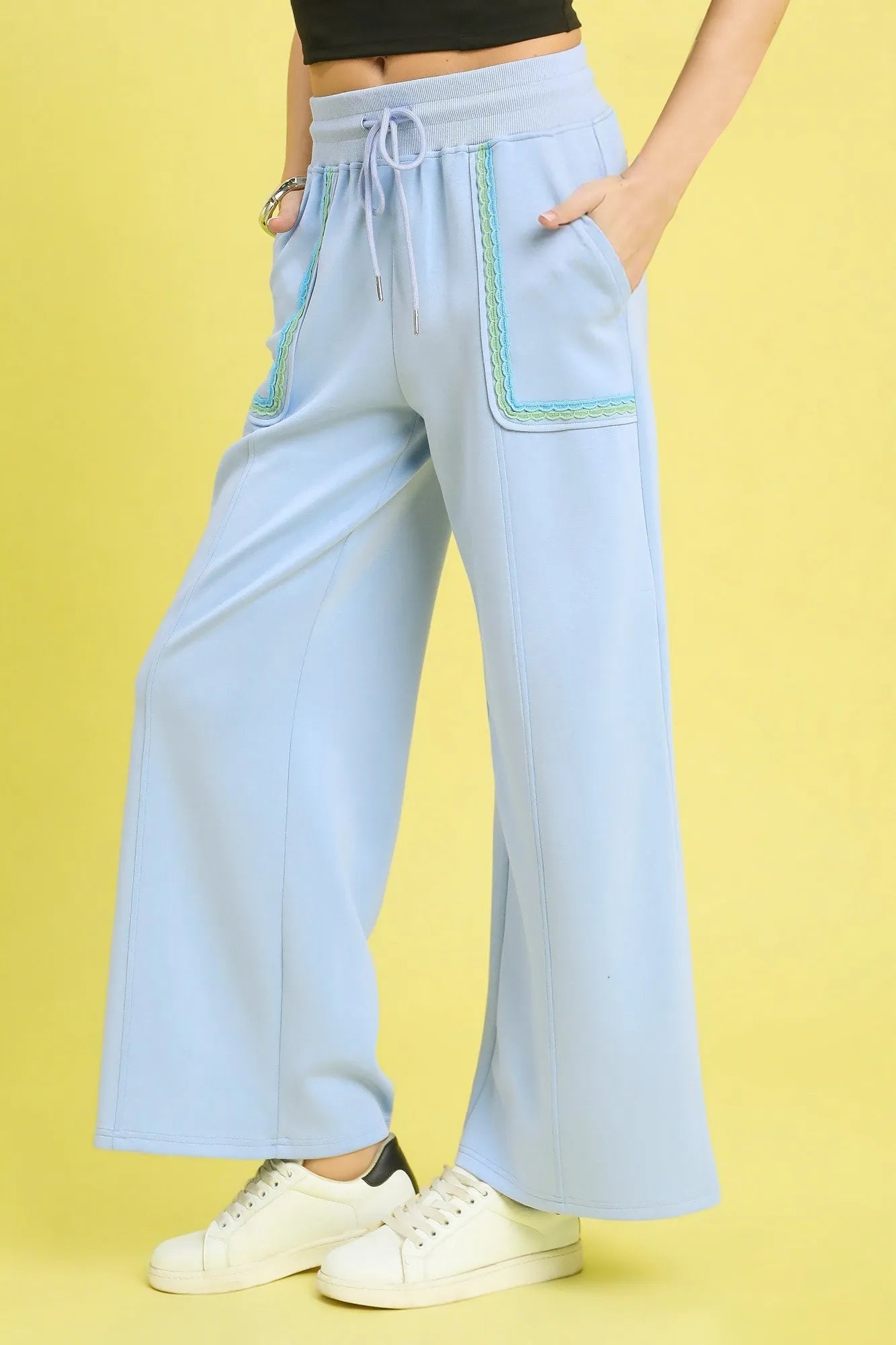 UMGEE - Light Blue Wide Leg Drawstring Pants