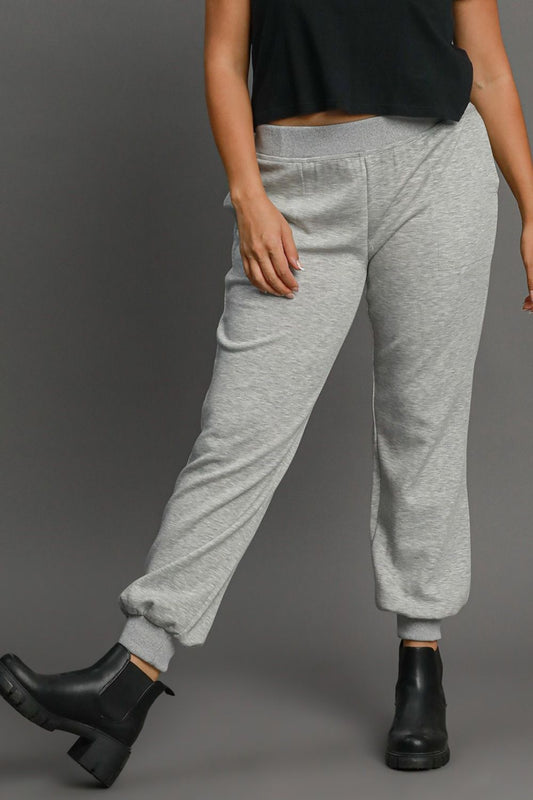 UMGEE - Light Gray High Rise Elastic Waist Knit Joggers