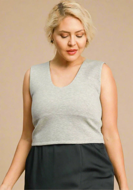 UMGEE - Light Gray Ribbed Sleeveless Crop Tank