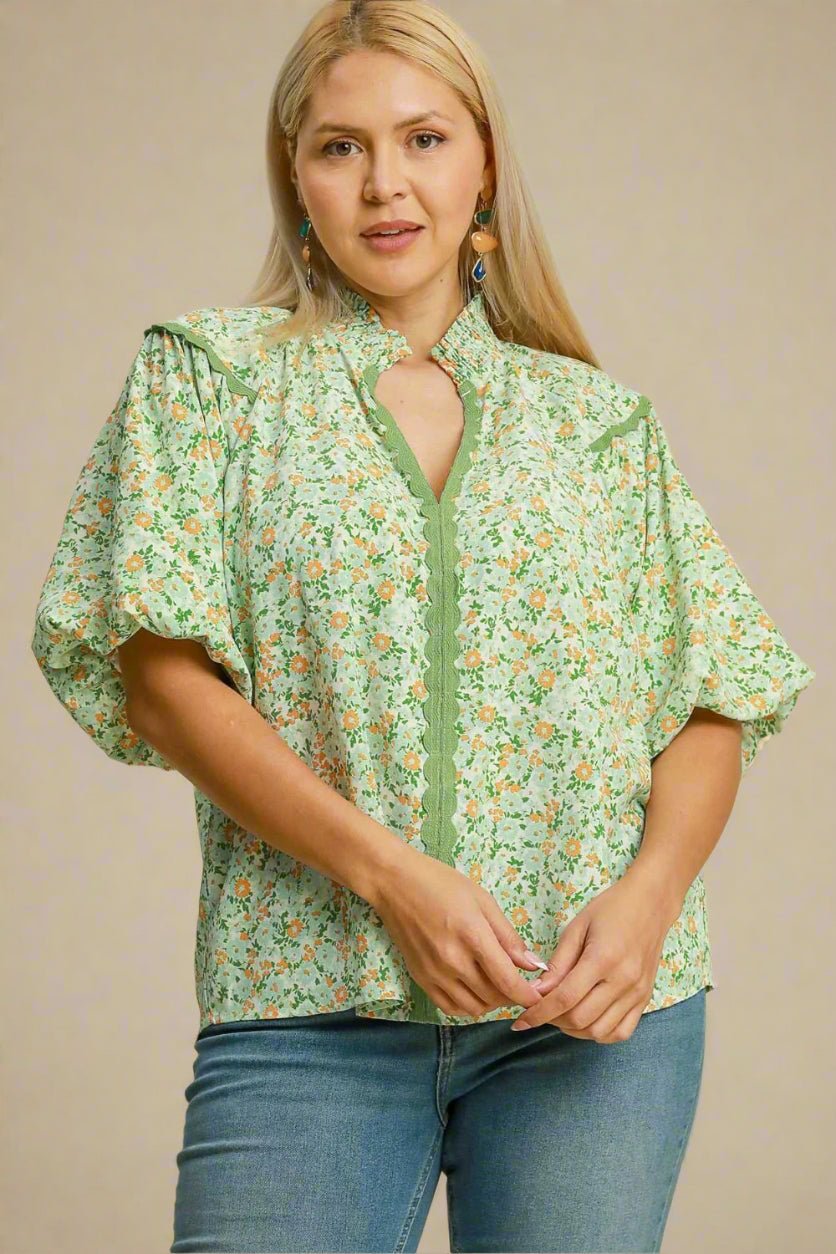UMGEE - Meadow Breeze Blouse – Green Floral
