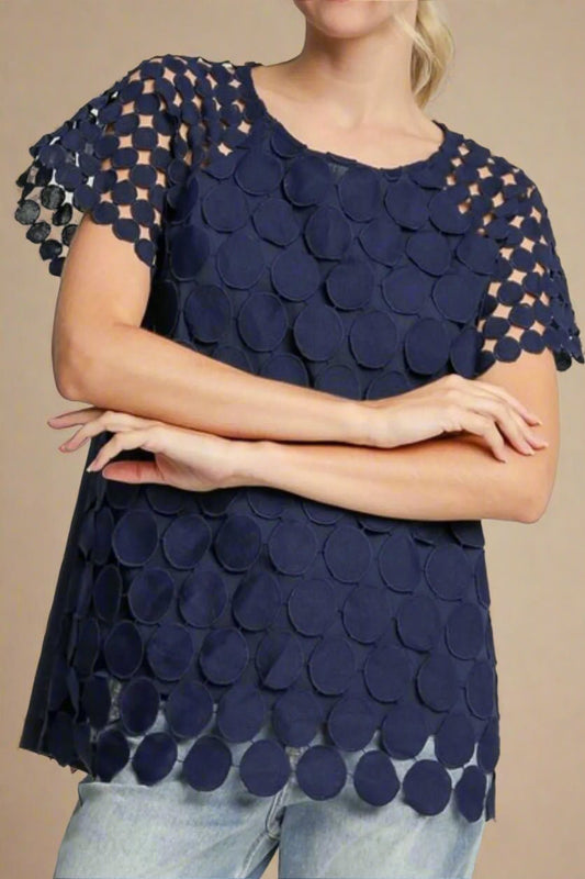 UMGEE - Navy Circle Cutout Top