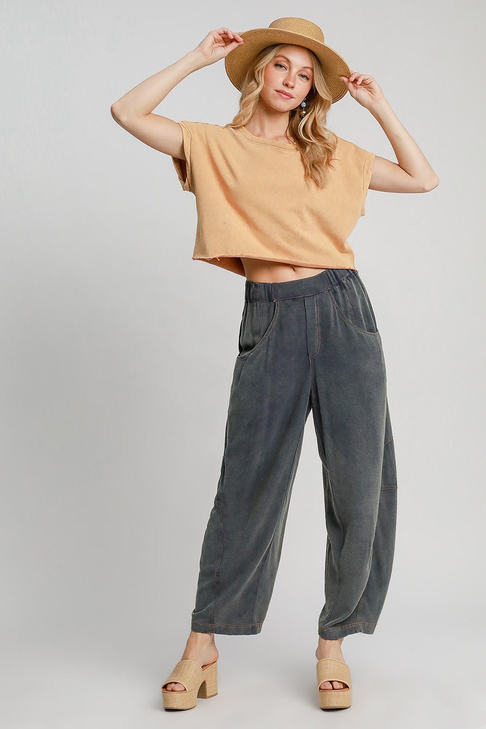 UMGEE - Navy Elastic Waist Baggy Fit Pants