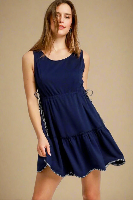 UMGEE - Navy Sleeveless Tie Side Mini Dress