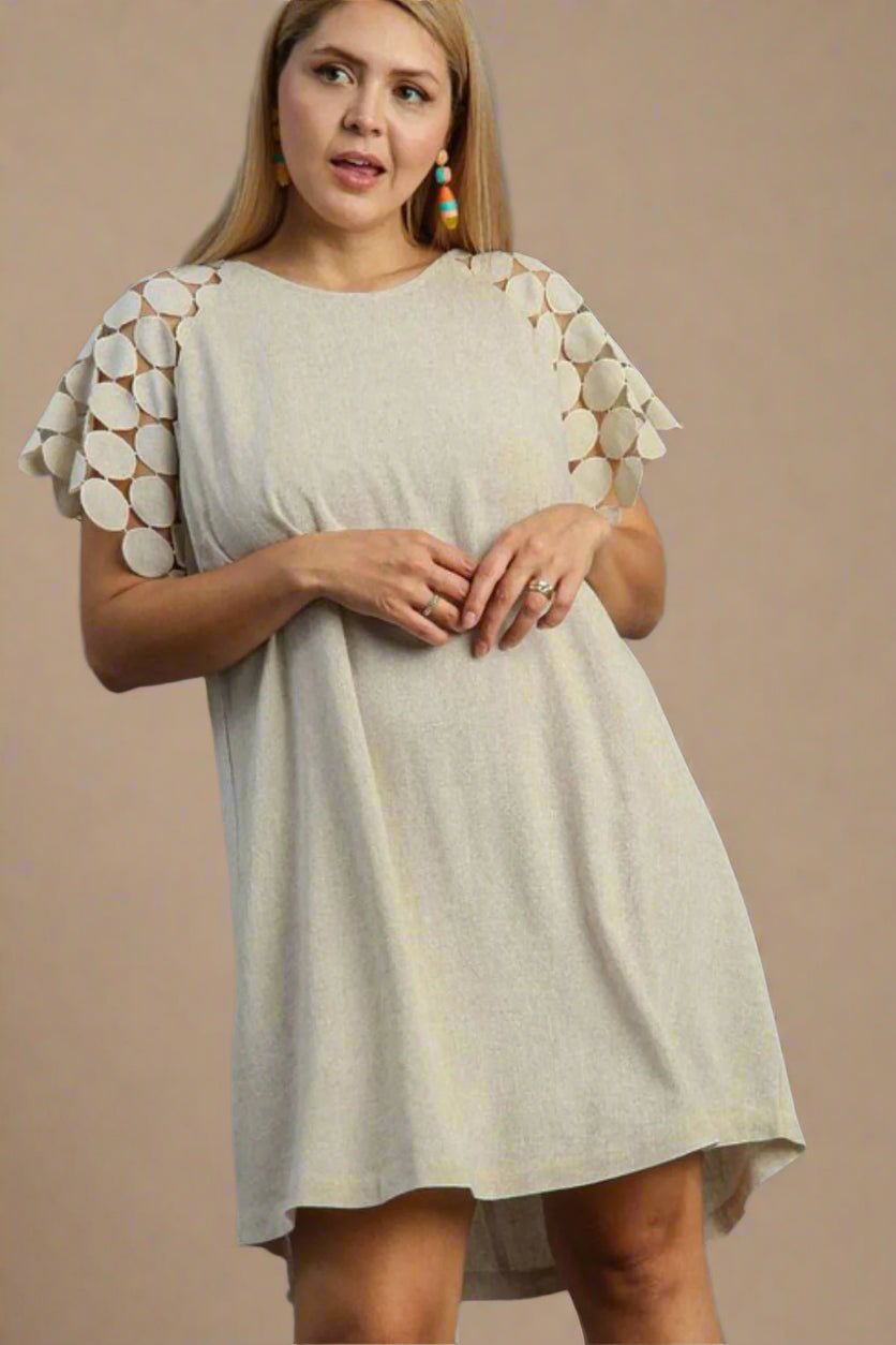UMGEE - Oatmeal Circle Cutout Sleeve Mini Dress